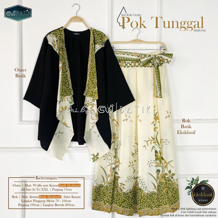 Gambar SETELAN BATIK OUTER POK TUNGGAL MATCHA KATUN MIX WOLFIS ALL SIZE - SET (ATAS + BAWAH) dari SVJ BATIK undefined Tokopedia