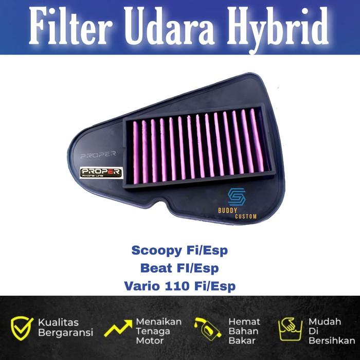 Gambar FIlter Udara Beat Fi/Esp Vario 110 Fi Scoopy Fi/Esp Proper Racing Line - Air FIlter Beat Fi/Esp Vario 110 Fi Scoopy Fi/Esp Proper Racing Line kain mesin - Beat Fi/Esp dari Buddy Custom undefined Tokopedia