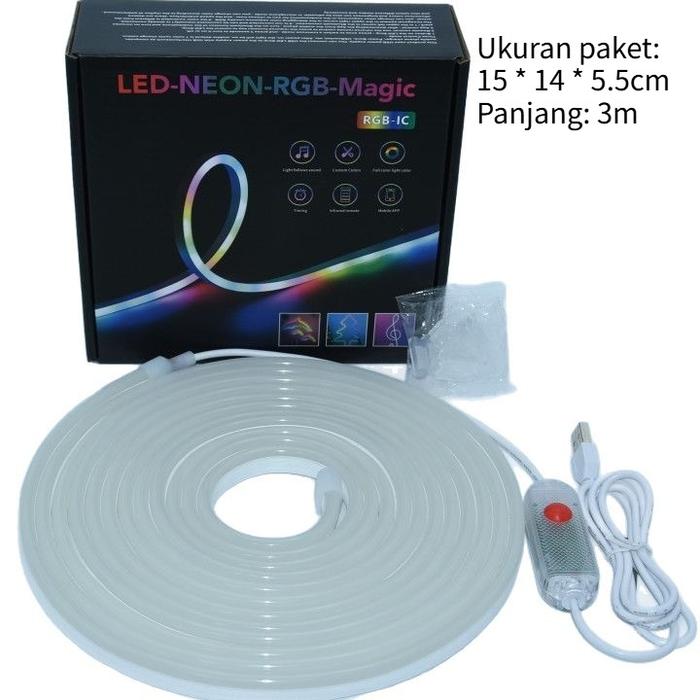 Gambar Vinnatsu Paket LED Neon Flex Running RGB 5m 5 meter DC 12V / USB 5V Sensor Bluetooth Suara + App Control + Adaptor + Remote Control LED Kamar  Lampu lighting - 3m Strip neon-A dari Vinnatsu official undefined Tokopedia