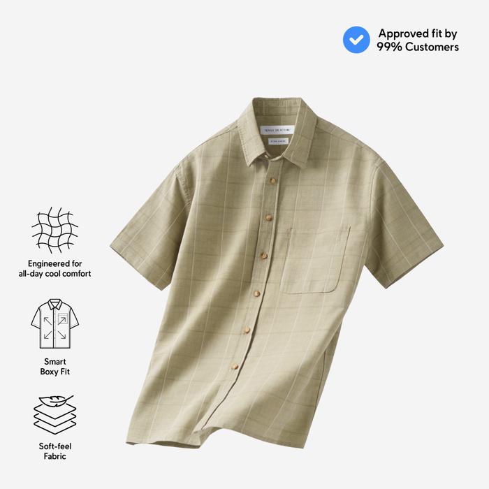 Gambar TENUE Kemeja Cotton Lengan Pendek - Green Plaid - Homebody - XS dari Tenue de Attire Kota Administrasi Jakarta Selatan Tokopedia