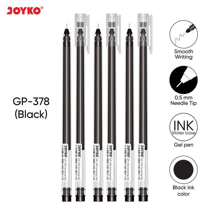 Gambar JOYKO GEL PEN AMAZING GEL BLACK BLUE RED PEN JEL HITAM BIRU MERAH GP-378 [12PCS] - BLACK dari Raja Stationery undefined Tokopedia