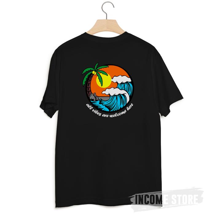 Gambar Baju Kaos Distro ALL VIBES ARE WELCOME HERE Lengan Pendek - Hitam, S dari FIZZGE_NEW undefined Tokopedia