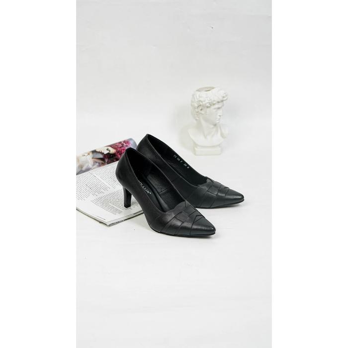 Gambar Pollux Monday WPOKV 06 - Sepatu Heels Kerja Wanita | Sepatu Kantor Wanita Kulit Asli | High Heels - HITAM, 36 dari Happy Shoes undefined Tokopedia
