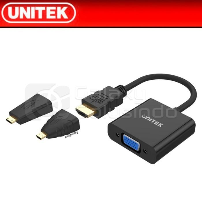 Unitek Y-6355 Hdmi To Vga With 35mm Jack Audio Micro Hdmi Adapter