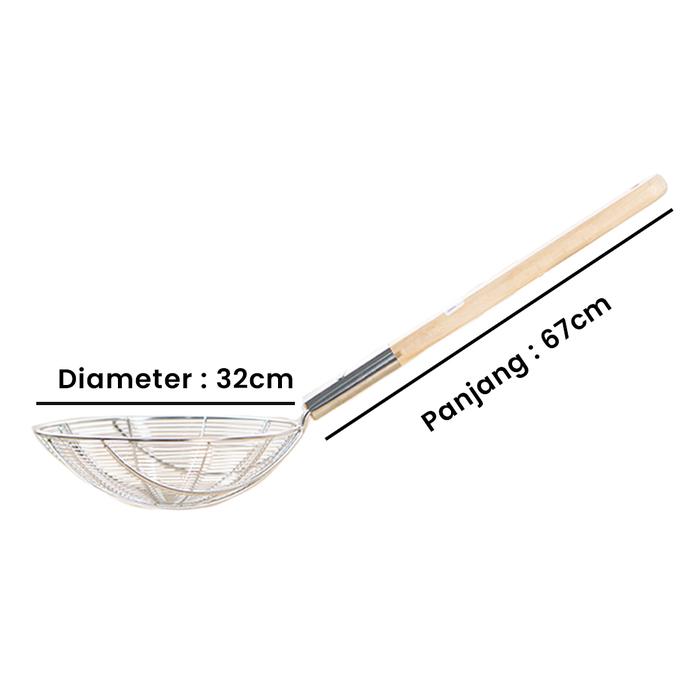 Gambar Asta Saringan Minyak Goreng Stainless Steel Strainer Serok Gagang Kayu Kitchenware - 32cm dari Asta Homeware undefined Tokopedia