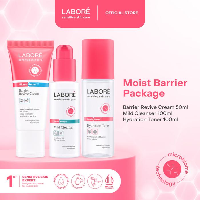 Gambar LABORE Moist Barrier Package - Paket Ekstra Lembab Kulit Sensitif (Face Wash, Toner, Moisturizer) Moisturizer Wajah Kering Cleanser Membersihkan Acid Liquid - Not Specified dari Krissan Beauty Store_NEW undefined Tokopedia