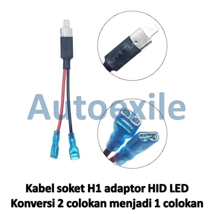 Gambar Kabel Soket H1 Adaptor HID LED Konversi ujung 2 colokan jadi 1 colokan konektor untuk lampu mobil motor Adapter Socket Conversion - H1 12V dari Autoexile undefined Tokopedia