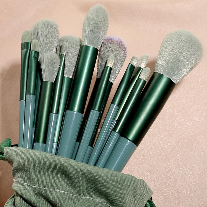 Gambar Makeup Brush set 13pcs aksesoris kecantikan kuas rias wajah Free Pouch TMW01 Wanita - Green dari ShopHome_NEW undefined Tokopedia