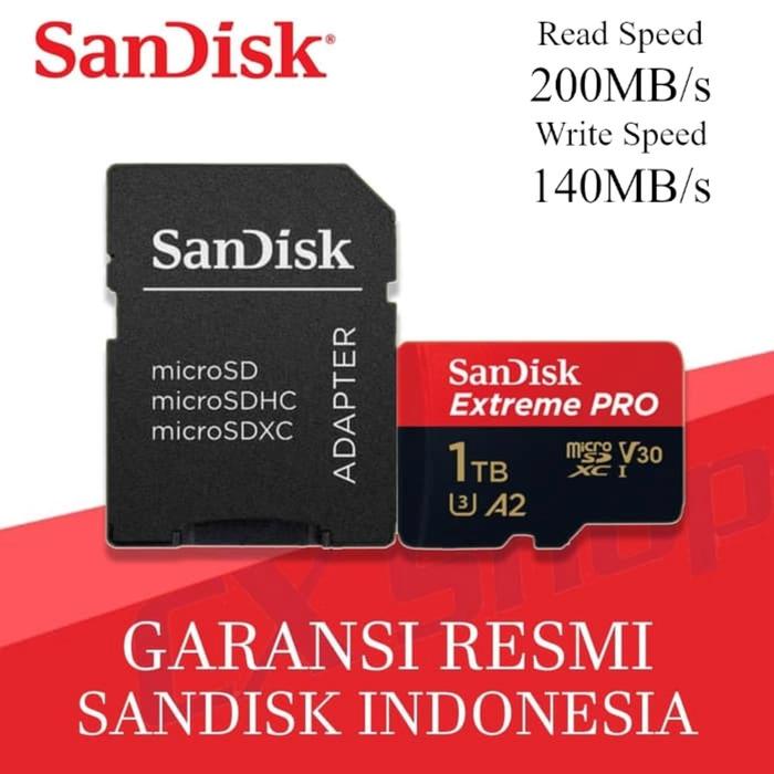 Gambar SanDisk Extreme Pro MicroSD 1TB A2 200MB/s V30 U3 4K Device dari CX Shop undefined Tokopedia