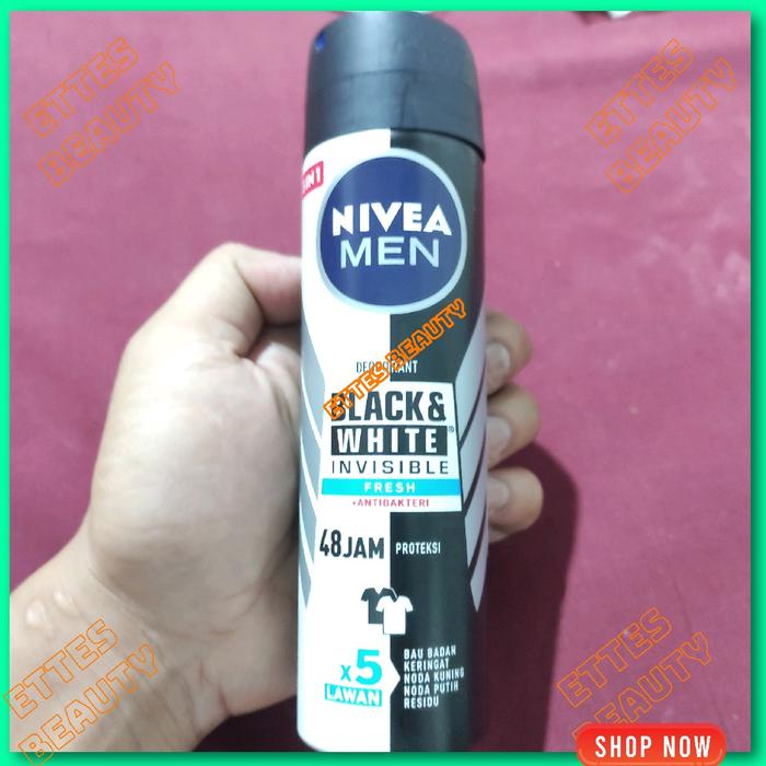 Gambar Nivea Deodorant Spray 150ml Extra Brightening Hijab Fresh Happy Shave Pearl&Beauty Black & White Invisible Clear Black & White Invisible Fresh Bebas Silikon Organik Bebas Silikon Organik Asam Amino Tanpa Pengharum Bunga Fruity Woody Ketiak Roll Vitamin - Black&White Fresh dari ETTES BEAUTY undefined Tokopedia