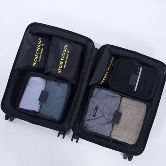 Gambar Vixplorn Set Organizer Travel Bag 6 in 1/Tas Penyimpanan Perjalanan/Travel Bag Set Travel Packing Cubes Koper Suitcase Organizer - hitam dari Vixplorn undefined Tokopedia