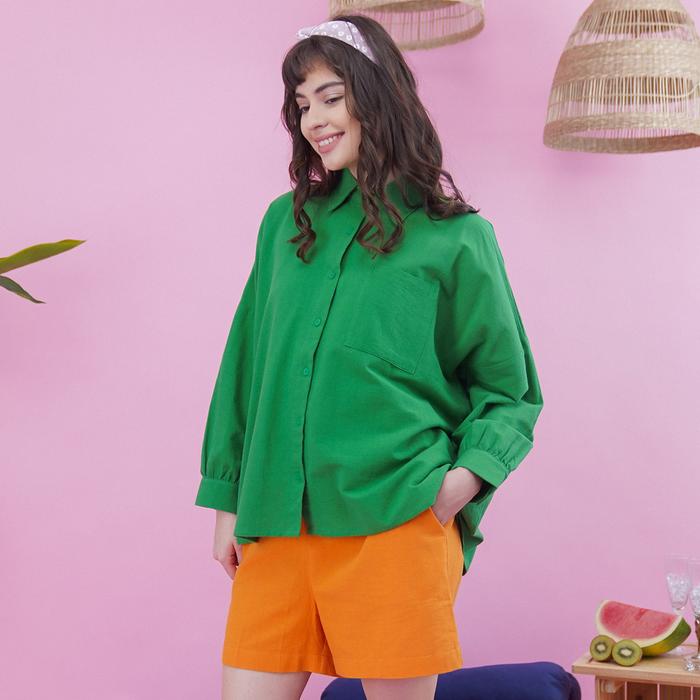 Gambar Beatrice Clothing Leika Blouse Linen - Baju Atasan Wanita - Green dari Beatrice Clothing undefined Tokopedia
