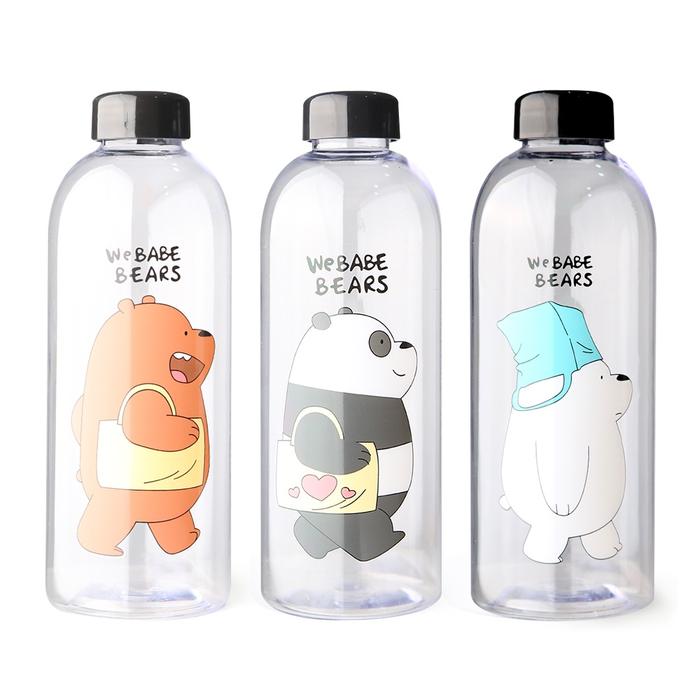 Gambar BOTOL MINUM PLASTIK 1000 ML MOTIF WE BABE BEARS BPA FREE  HARGA GROSIR - B51 - BEARS HITAM dari Mr.handcraft undefined Tokopedia