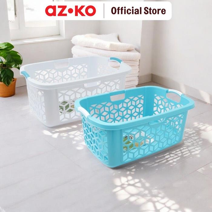 Gambar AZKO Stora 72 ltr Keranjang Laundry Geometric Tempat Baju Pakaian Kotor Wadah Cucian Laundry Basket Perlengkapan Rumah - Biru dari AZKO ID undefined Tokopedia