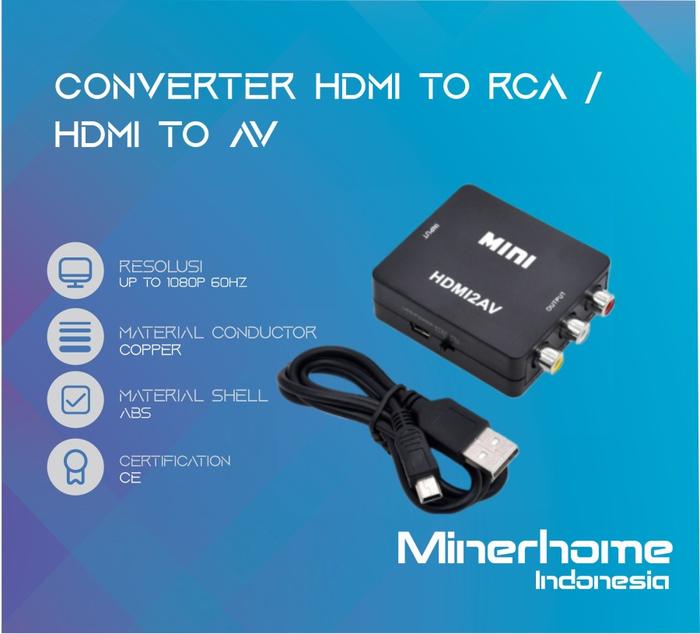 Gambar Converter Adapter HDMI to RCA / HDMI to AV High Quality dari Minerhome Indonesia undefined Tokopedia