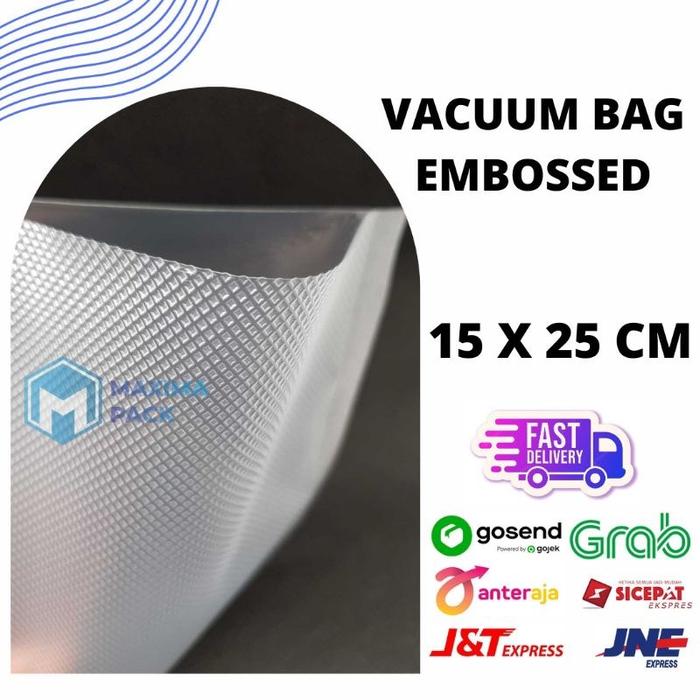Gambar 15 x 25 clear emboss vacuum bag plastik vakum makanan vacuum bag plastic emboss 1 pack isi 100pcs PROMO - 15 x 25 (100 lembar) dari Maxima Pack undefined Tokopedia
