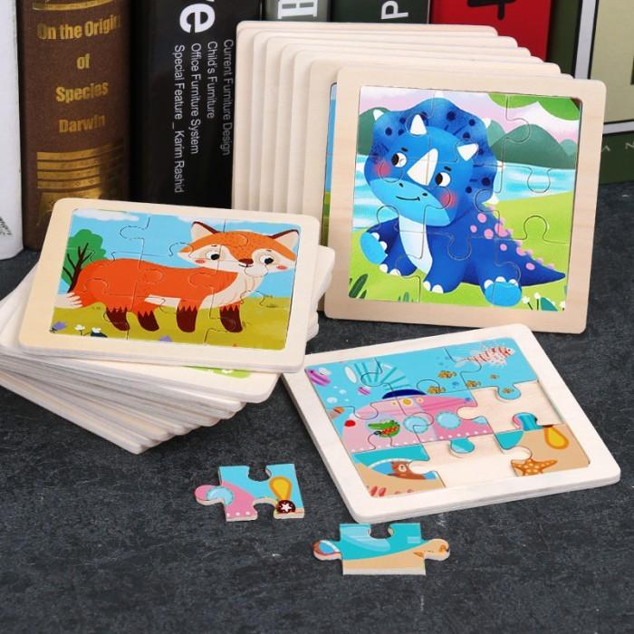 Gambar Puzzle Jigsaw 9Pcs Puzzle Jigsaw Kayu Karakter Hewan dan Kendaraan dari Akar Jaya Communication undefined Tokopedia