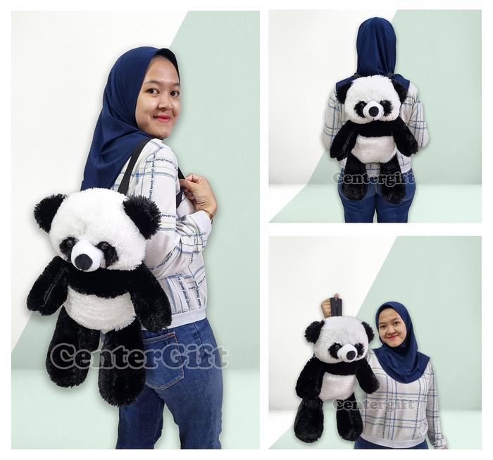 Gambar Tas Boneka Panda Ransel Lucu Bahan Bulu Halus Tas Panda Imut Gemoy - Ransel Panda dari CenterGift_NEW undefined Tokopedia