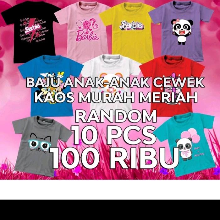 Gambar paket kaos anak 10pcs 100ribu cewe dan cowo random - cowok 10 pcs, ukuran dari ANDA KIDS FASHION undefined Tokopedia
