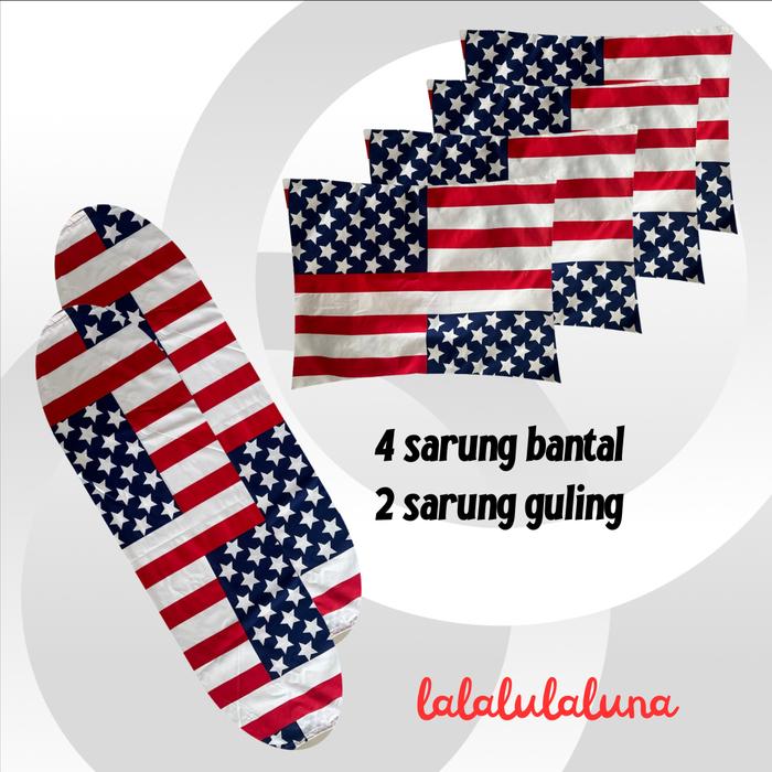 Gambar Sarban sargul paket isi 6pcs 4 sarung bantal dan 2 sarung guling motif bendera sparta katun - bendera amerika, 4 sarban + 2 sargul dari Lalalulaluna undefined Tokopedia