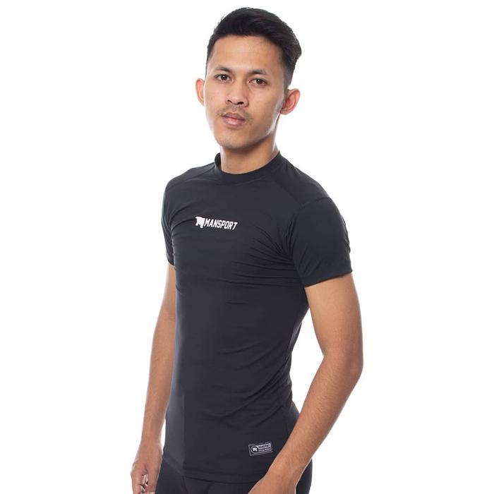 BASELAYER MANSET BAJU PENDEK MANSPORT SHORT SLEEVE Hitam, M