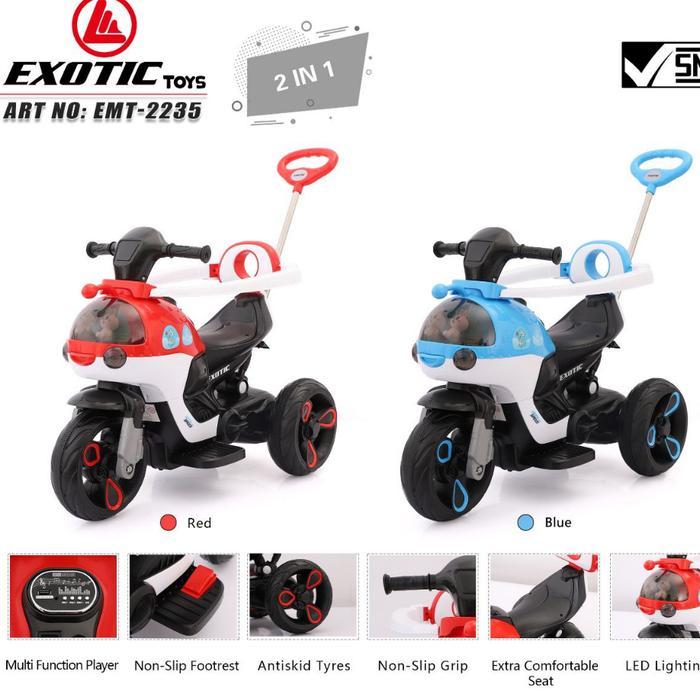Gambar Motor Motoran Aki EXOTIC EMT2235 (2 in 1) Aki & Stir Mainan Anak Lampu Led Bahan Plastik dari Castlebike.id undefined Tokopedia