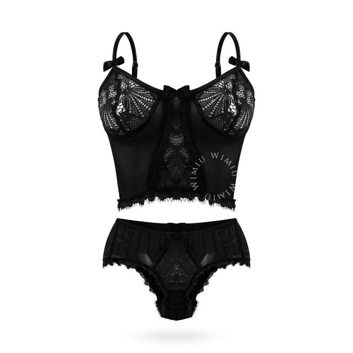 Gambar YOUHAVE One Set Lace CropTop Set Brukat Tanpa Busa Semi Jaring Halus Baju Tidur Gaun Malam 700036 Wanita Lingerie - Hitam, All Size dari YouHave Store Kota Administrasi Jakarta Utara Tokopedia