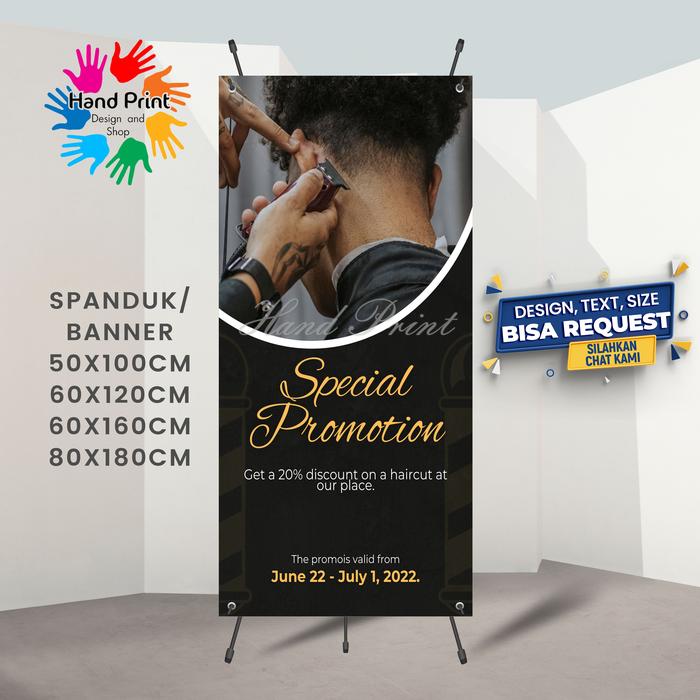 Gambar Spanduk Banner MMT Barbershop Pangkas Rambut Hair Studio Mural Barber Daftar Harga E - E, 80x180CM dari Hand Print undefined Tokopedia