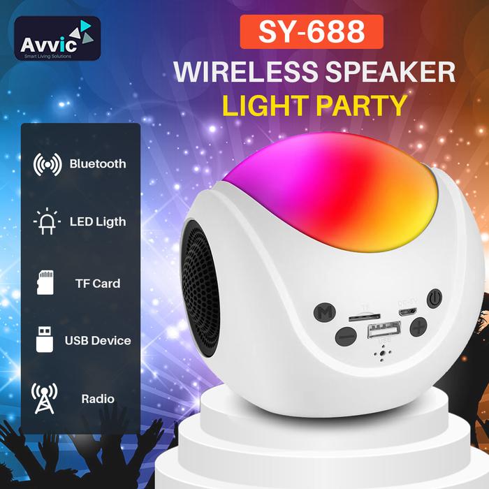 Gambar Avvic SY-688 Speaker Bluetooth Lampu LED Wireless Speaker Light Party Disco Rechargeable Lampu Disco  Plastik White - White dari Avvic undefined Tokopedia