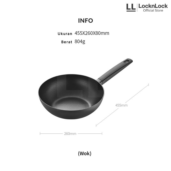 Gambar LocknLock Wajan Induksi The Black - Wok & Frypan - Wok 26cm dari Locknlock.indonesia undefined Tokopedia