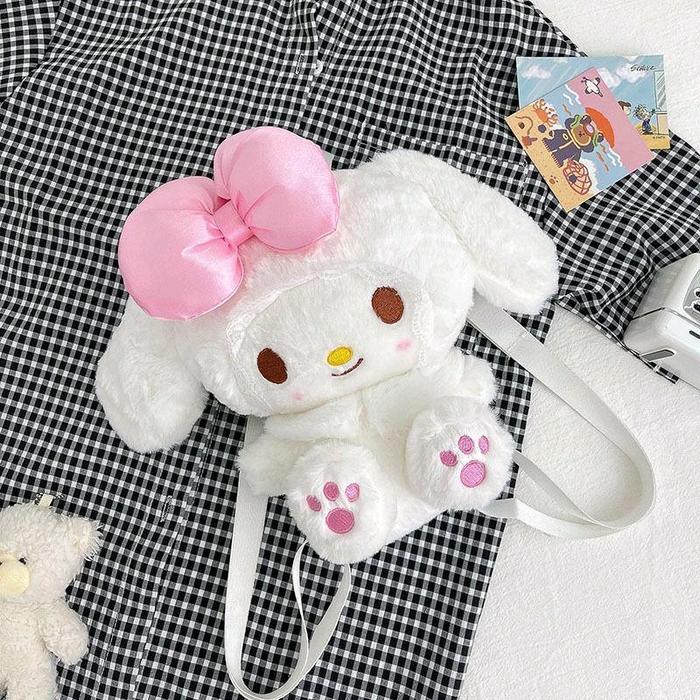 Gambar Tas Ransel Melody Tas Boneka Kuromi Cinnamonroll Bahan Lembut Tas Hello Kitty Bulu Fashion - Melody Putih dari TOKOLAGEMI undefined Tokopedia