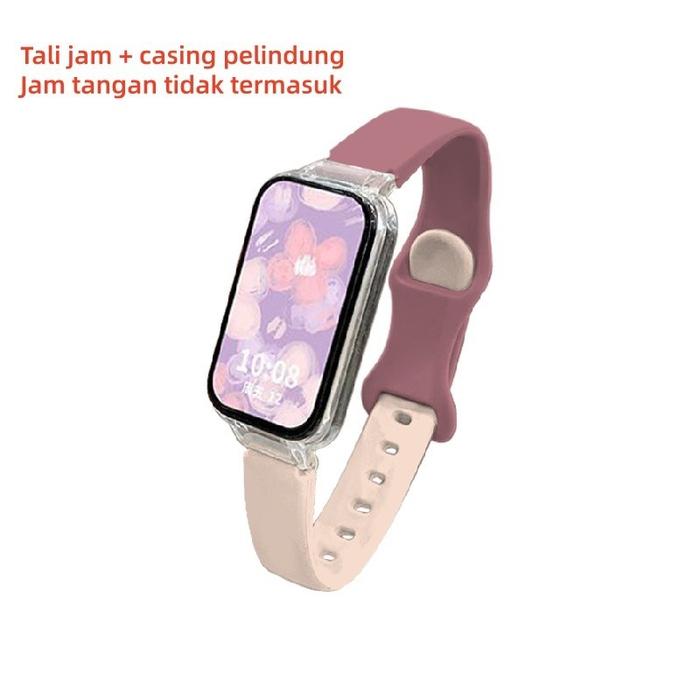 Gambar Transparent PC Case Silicone Strap For Xiaomi Smart Band 9 Active 8 Active Tali Pengganti For Redmi Band 2 Mi Band 9 Active Mi Band 8 Active Anti Gores Screen Protector Cover - A668-PinkPurple, For Xiaomi Band 8 Active dari COBRAFLY undefined Tokopedia