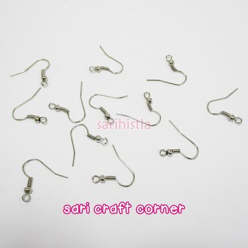Gambar 100pcs - Kait Anting Gold Nickel Black Gunmental / Anting Bahan Aksesoris Pom Pom / Ear Hook - PantatAnting5mm dari Sari Craft Corner undefined Tokopedia