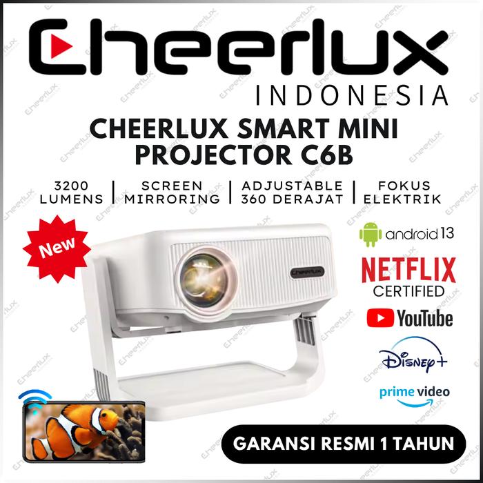 Gambar Proyektor Cheerlux C6B Android Netflix Wifi Mirroring Ke HP 3200 Lumens 1080P Terdapat Handle Rotating 360 Elektrik Focus - C6B Android dari Cheerlux Indonesia undefined Tokopedia