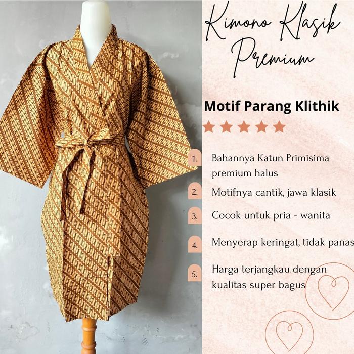 Gambar Kimono Batik Jawa  Katun Premium Baju Tidur Pria Wanita Katun Panjang 100cm - Parang Klithik dari RATU KIMONO SOLO undefined Tokopedia