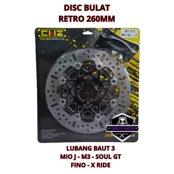 Gambar PIRINGAN CAKRAM DEPAN 260MM LEBAR BULAT RETRO CMZ RACING MOTORCYCLE DISC BRAKE ROTOR BLACK EDITION BEAT VARIO SCOOPY VARIO 125 150 NEW  MIO J M3 SOUL GT Sepeda Sporty - MIO J - M3 dari TRIPLE C MOTOR undefined Tokopedia