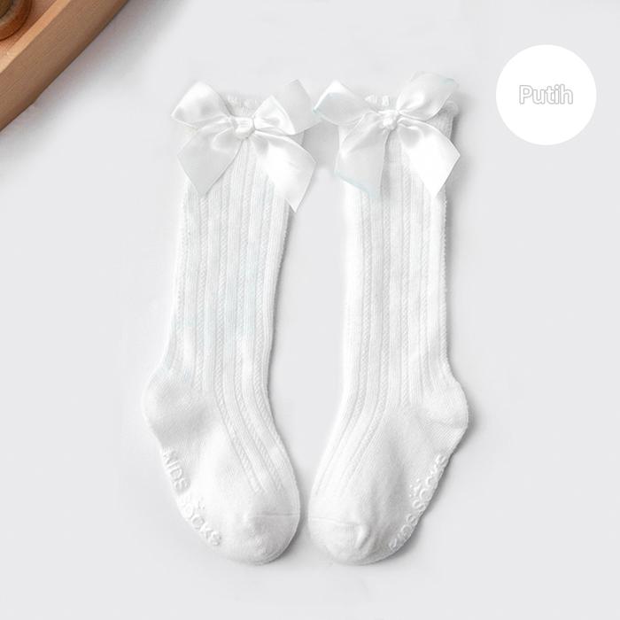 Gambar Kaos Kaki Bayi Panjang untuk Perempuan / Kaus kaki bayi lucu Hitam Katun Merah  Putih - White, S(0-1tahun) dari Butik Bersalin_NEW undefined Tokopedia