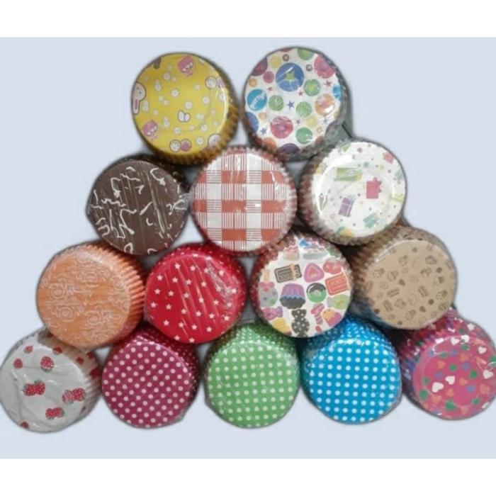 Gambar cup roti bulat 8 cm motif  isi 200 pcs - Kraft Cake dari AA MULTYSHOP undefined Tokopedia