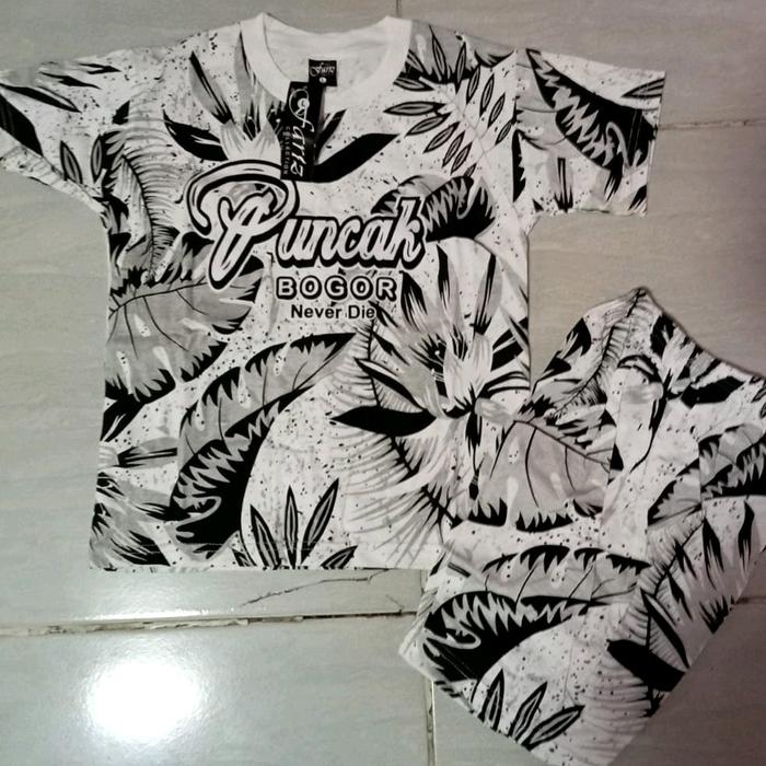 Gambar kaos setelan oleh2 puncak Bogor Anak Fashion - s, putih dari Fariz collection_NEW undefined Tokopedia