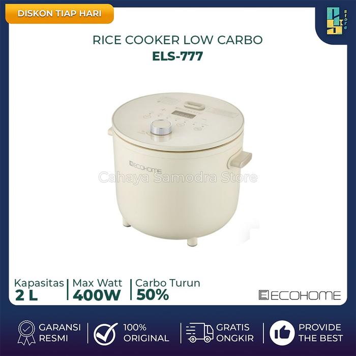 Gambar Ecohome Rice Cooker Low Carbo ELS-777 Low Sugar Penanak Multifungsi | Rice Cooker Low Carbo Ecohome 2L - Pearl White dari Cahaya Samodra Store undefined Tokopedia