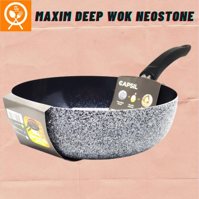 Gambar DM - Maxim Wajan Teflon Anti Lengket Neostone Valen Merah Galaxy Deep Wok 24 Cm Merah Abu - Abu Hitam - Neostone Abu - 6416 dari Dapurmurah.id undefined Tokopedia