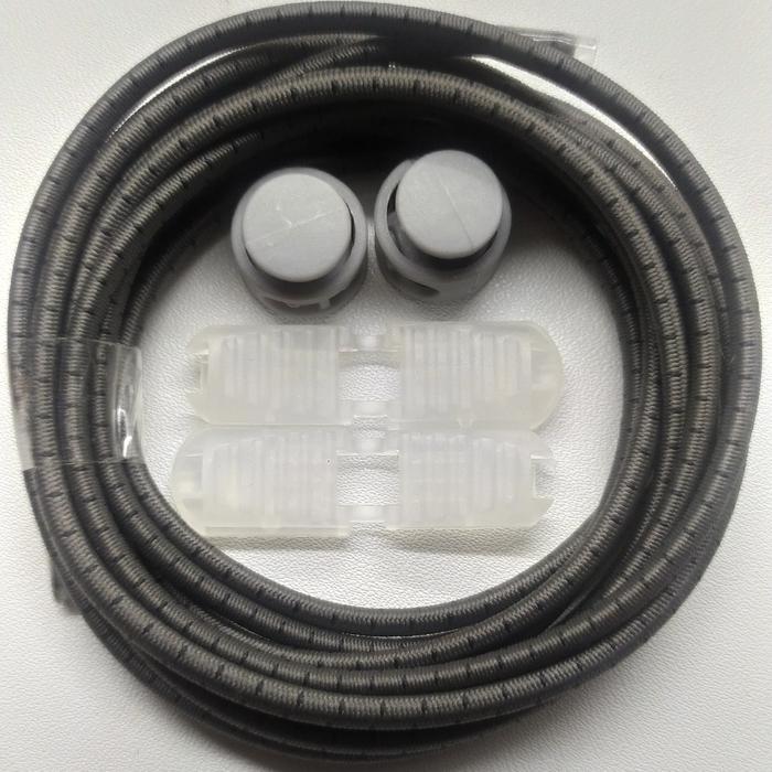 Gambar TALI SEPATU KARET ELASTIS SHOE LACES MOTIF WARNA WARNI shoes - ABU CHARCOAL dari AVICH STORE undefined Tokopedia