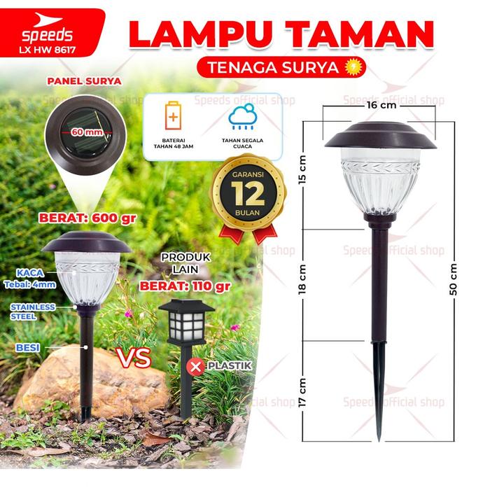 Gambar SPEEDS Lampu Taman Tenaga Surya Panel Solar Penerangan Jalan Tancap Otomatis Simple 202-8617 - 8617 dari Speedshome Kota Surabaya Tokopedia