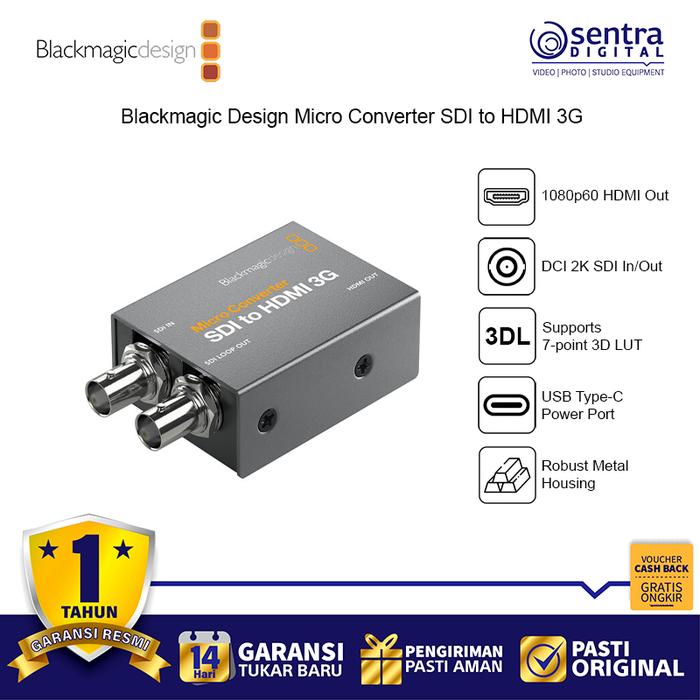 Gambar Blackmagic Design Micro Converter Adapter SDI to HDMI 3G 3D LUT Plug and Play Full HD 2k 60p for Live Streaming Youtube X02 dari Sentra Digital undefined Tokopedia