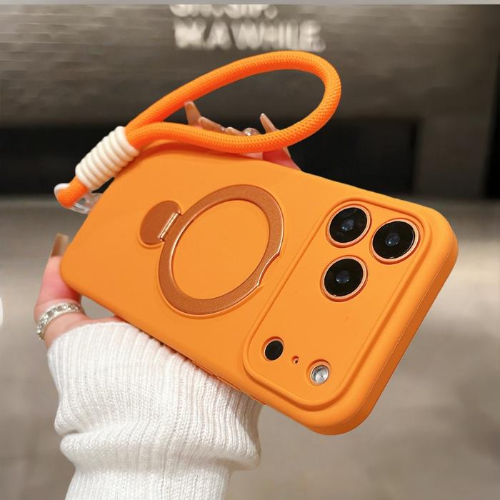 Gambar Lanyard Case Liquid Silicone Holder Stand magnetic Phone Case For iPhone 17 Pro Max With Hand Wrist Band Strap Soft Cover - cosmic orange, iphone 17 dari CaseBoss 3C undefined Tokopedia