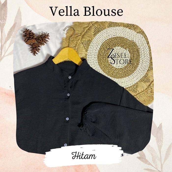 Gambar Kemeja Crincle premium Airflow Crincle Vella Blouse Baju Crinkle Kemeja Wanita - VELLA HITAM dari Zisel Store undefined Tokopedia