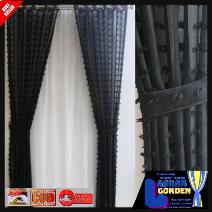 Gambar Gorden Vitrase Motif daun terbaru Jendela Minimalis vitrase Ruby Transparan model Smokring ukuran L140×T200cm Curtain - hitam, L140×T150cm dari Laskar gorden undefined Tokopedia