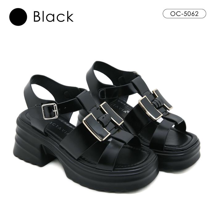 Gambar [ORIGINAL] OCTAVIA Sandal Slingback Wedges Heels Wanita H Series #OC-5062 - Black, 36 = 23 cm dari Octavia Shoes undefined Tokopedia