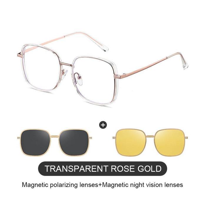 Gambar Viendo Kacamata Clip On Hitam Minus Polarized Wanita Pria Cowok UV400 Photocromic Anti Radiasi Bluecromic Komputer HP Kaca Mata Optik AntiBlueray Silau Sinar Fashion Frame Eyewear Stainless Sunglasses Cewek Lensa - Transparent Rose Gold, Anti Radiasi Blueray(MATA NORMAL SAJA) dari Viendo Eyewear Indonesia undefined Tokopedia