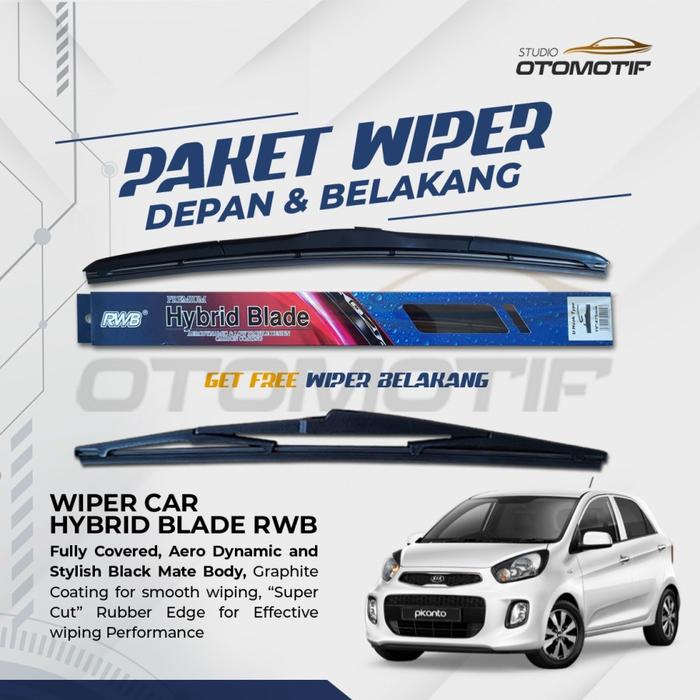 Gambar PAKET DEPAN BELAKANG WIPER PICANTO GEN2 2011-2016 RWB HYBRID 3 PCS - HITAM dari studio otomotif undefined Tokopedia